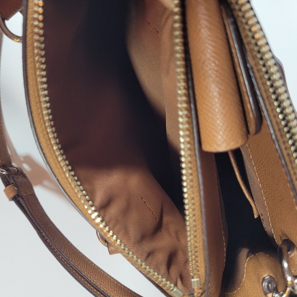 Coach Stanton 26 Brown Crossgrain Leather Double Zipper Pocket Satchel Bag - Picture 8 of 17